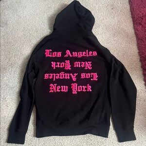 Los angeles/ new york reflection embroidered hoodie